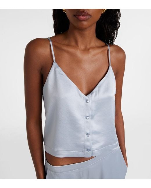 Leset Blue Barb Button Satin Camisole