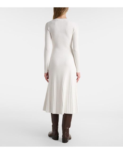 Veronica Beard White Nami Ribbed-Knit Sweater Dress