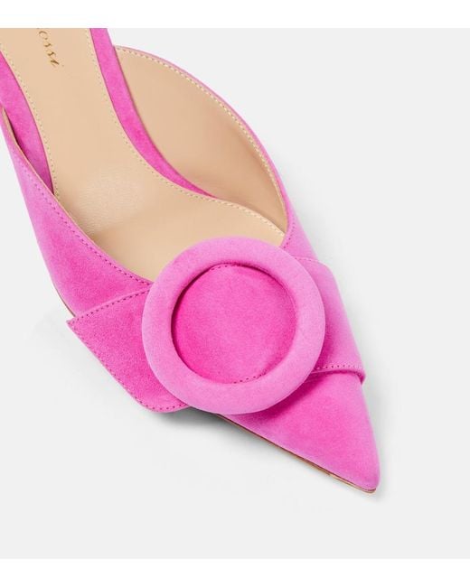 Gianvito Rossi Pink Portofino Suede Mules