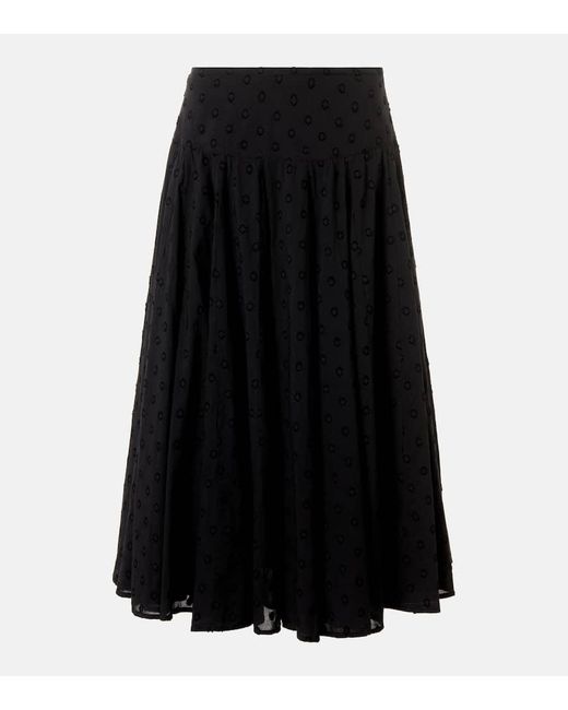 Falda Midi Luisa De Dobby De Algodon Ulla Johnson de color Black