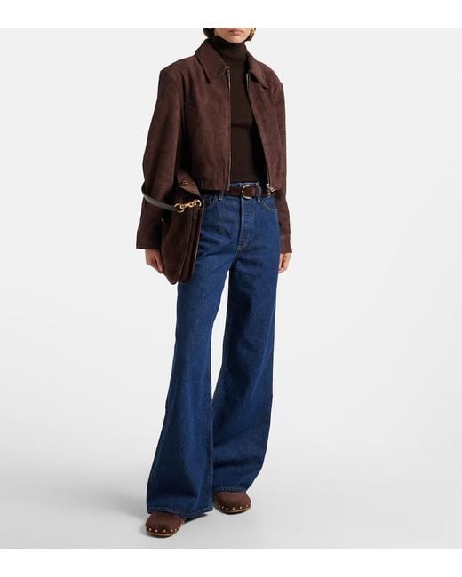 Agolde Brown Nahla Cropped Suede Jacket