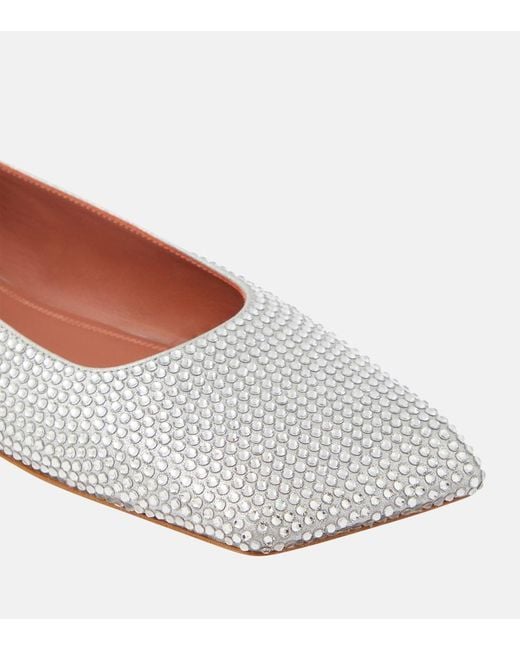 AMINA MUADDI Metallic Ane Embellished Suede Ballet Flats