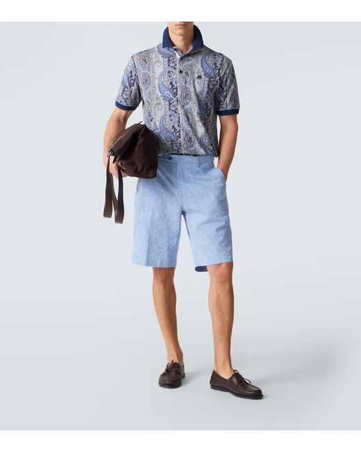 Etro Bedruckte Shorts Aus Baumwolle in Blue für Herren