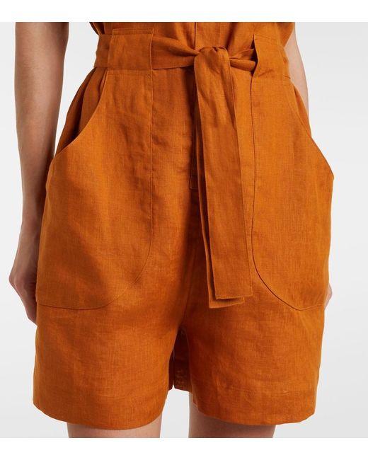 Eres Orange Genereux Linen Romper