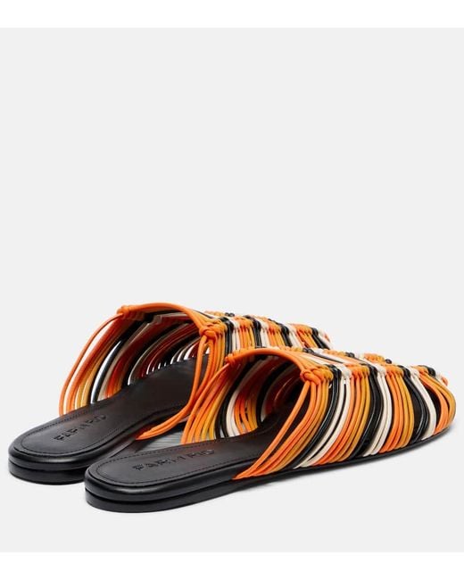 Farm Rio Brown Leather Slides