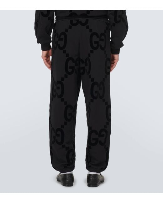 Pantalon De Jogging En Polaire De Coton Avec Imprimé GG Floqué Gucci pour homme en coloris Black
