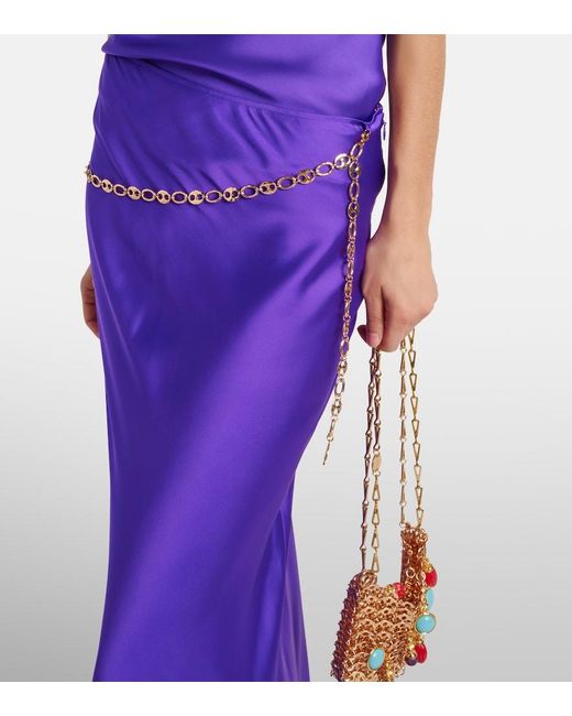Rabanne Purple Chain-Detail Maxi Skirt