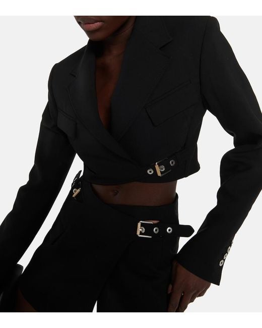 Dion Lee Black Interlock Belted Cropped Blazer