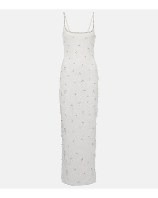 Clio Peppiatt White Droplet Embellished Gown