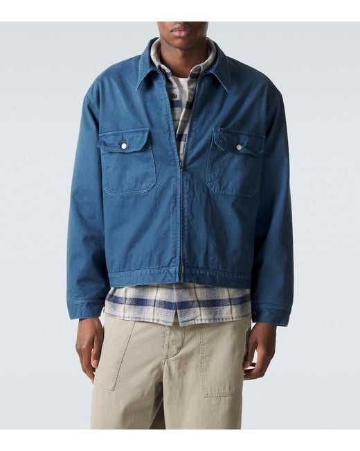 A.PRESSE Blue Vintage Cotton Jacket for men