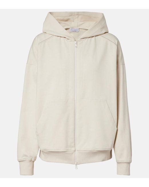 Brunello Cucinelli White Monili Cotton Hoodie