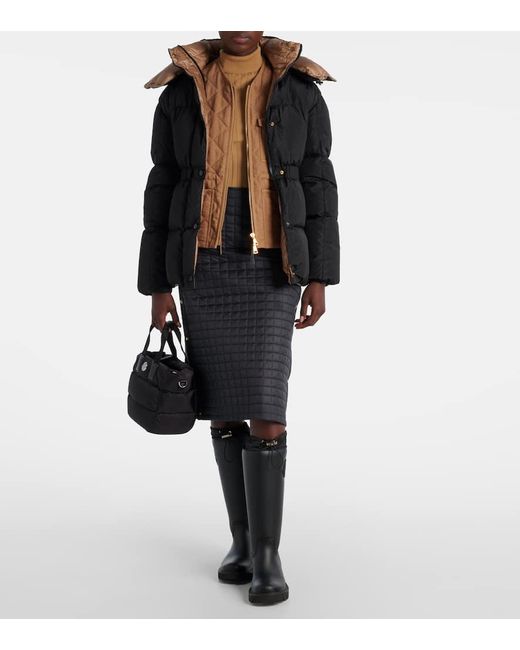 Moncler Black Agneux Belted Quilted Down Jacket