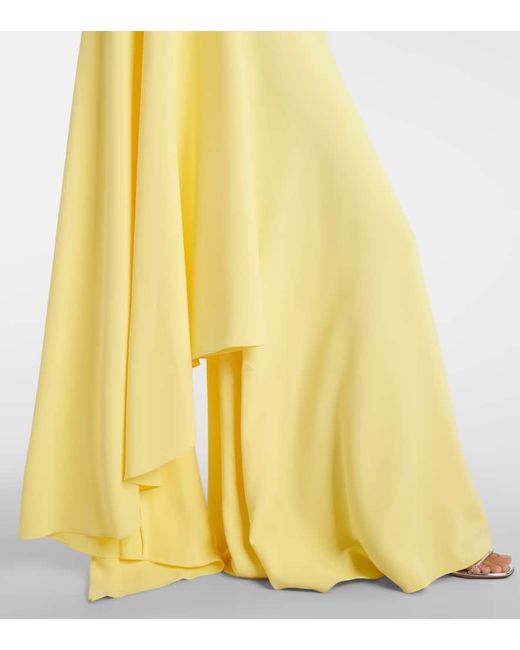 Solace London Yellow Yazmin Asymmetric Caped Gown