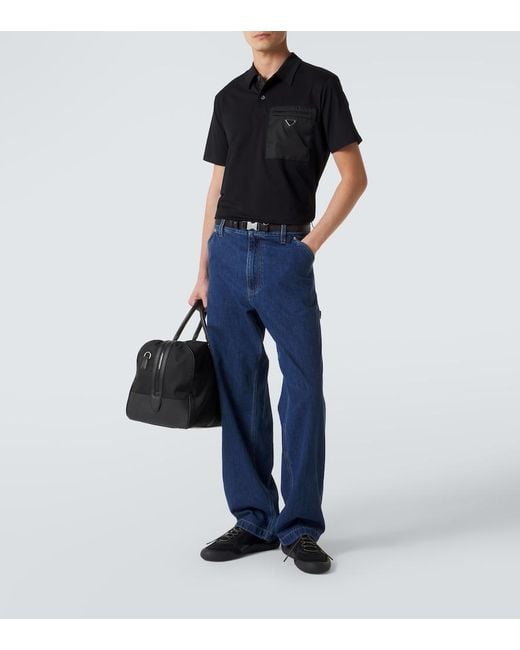 Prada Black Speedrock Leather-Trimmed Sneakers for men