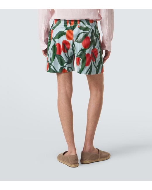 Homme Plissé Issey Miyake White Pleated Printed Shorts for men