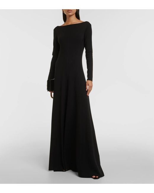 Vestido de lana con espalda abierta Saint Laurent de color Black