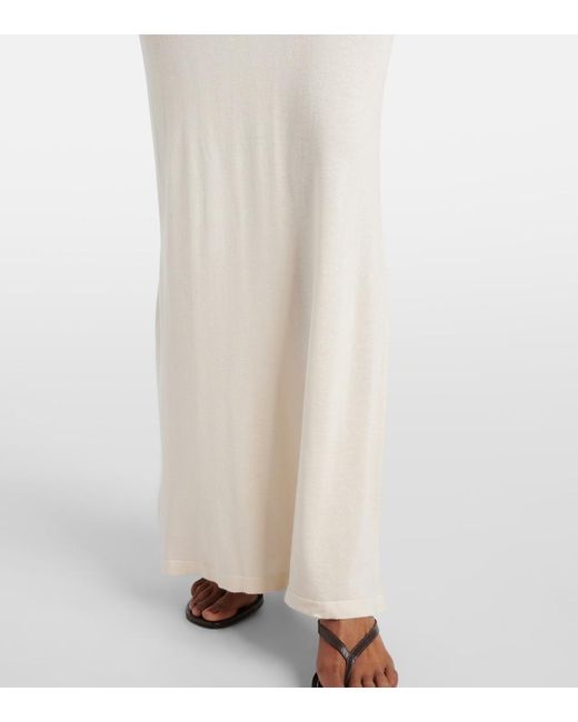 AYA MUSE White Viva Knitted Silk And Cashmere Maxi Dress