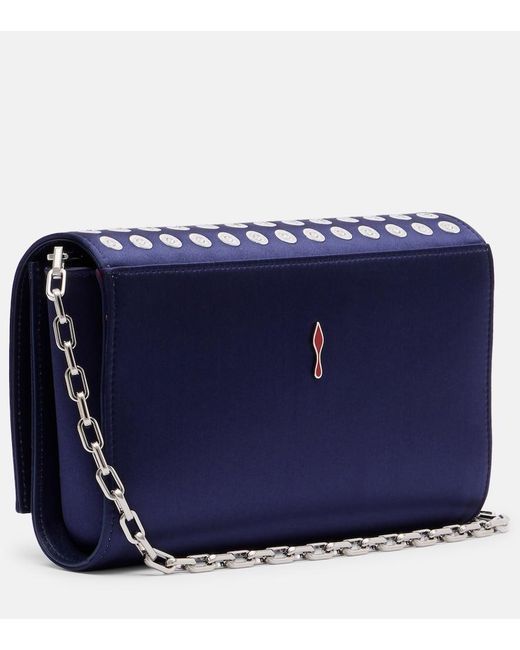 Christian Louboutin Blue Paloma Small Satin Crepe Clutch