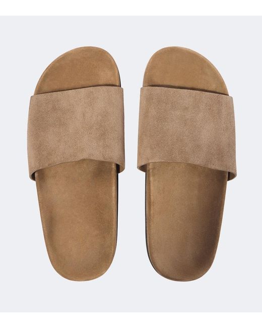 The Row White Hugh Suede Slides for men