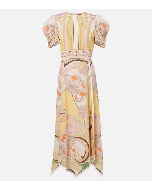 LaDoubleJ Natural Cherie Floral Silk Midi Dress