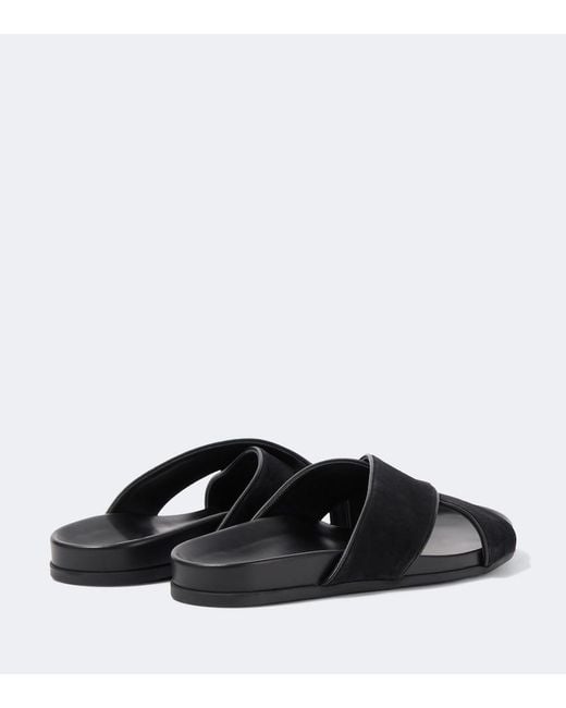 Manolo Blahnik Black Chiltern Suede Slides for men