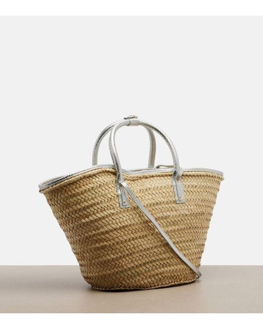 Jacquemus White Soli Medium Croc-Effect Raffia Basket Bag