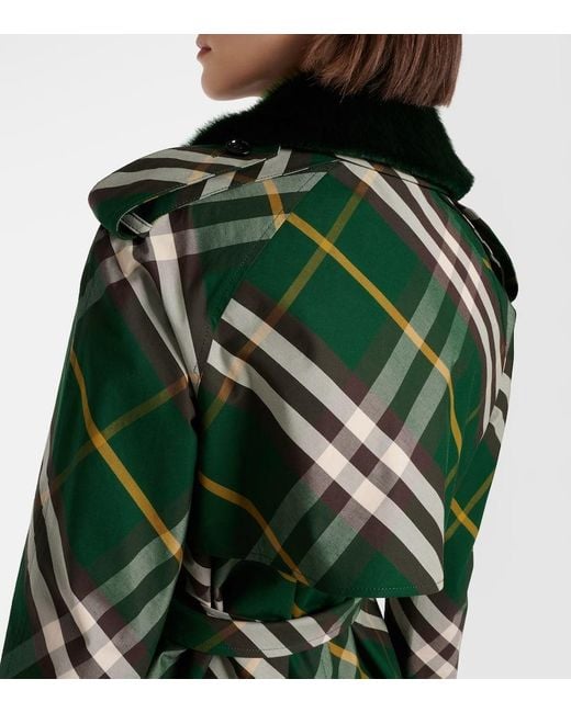 Gabardina de Kensington con patrón de verificación Burberry de color Green