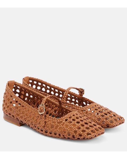 Souliers Martinez Brown Paris Woven Leather Ballet Flats