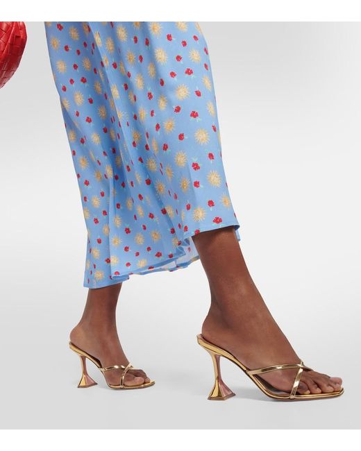 Rixo Blue Lanie Printed Crepe Midi Dress