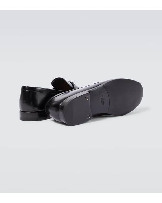 Mocassins En Cuir A Logo Prada pour homme en coloris Black