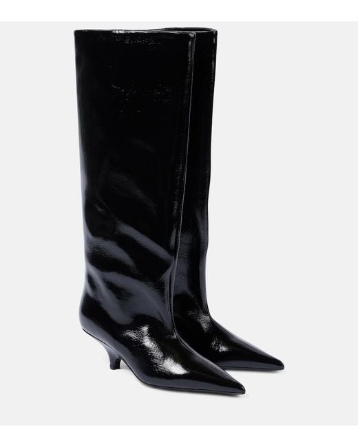 Totême Black Leather Pointed-Toe Knee-High Boots