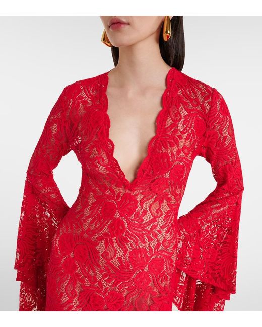 Alexandra Miro Red Kara Lace Beach Dress