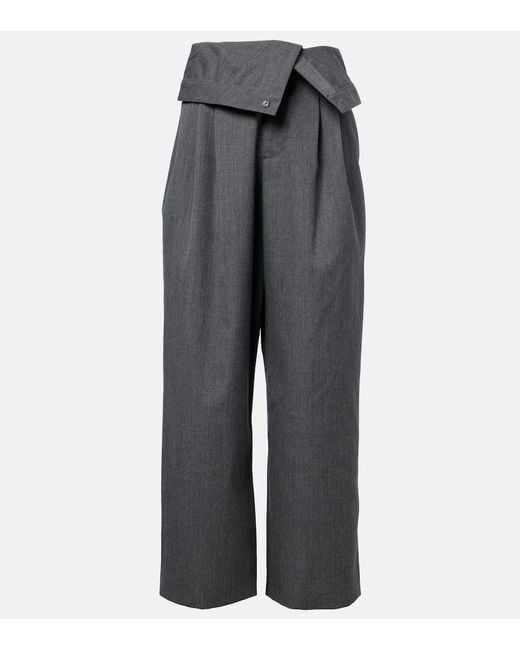 J.W. Anderson Gray High-Rise Wool Wide-Leg Pants