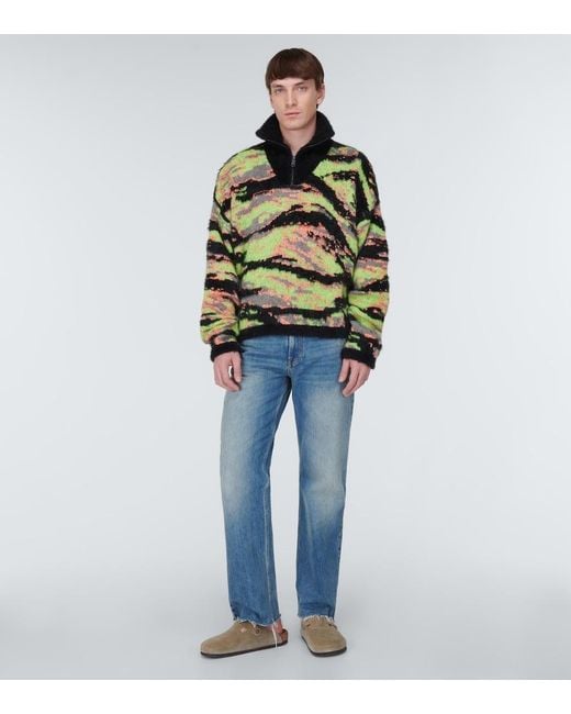 ERL Green Tiger Jacquard Sweater for men