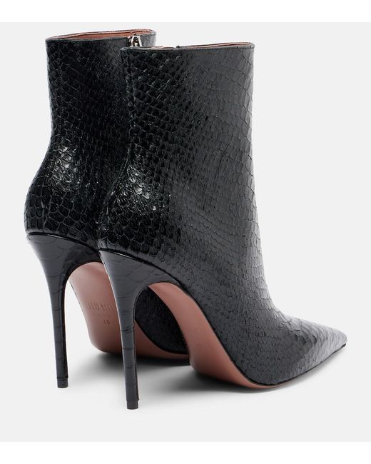 Paris Texas Black Vera 105 Snake-Effect Leather Ankle Boots