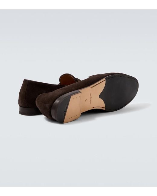 Kiton Brown Suede Penny Loafers for men