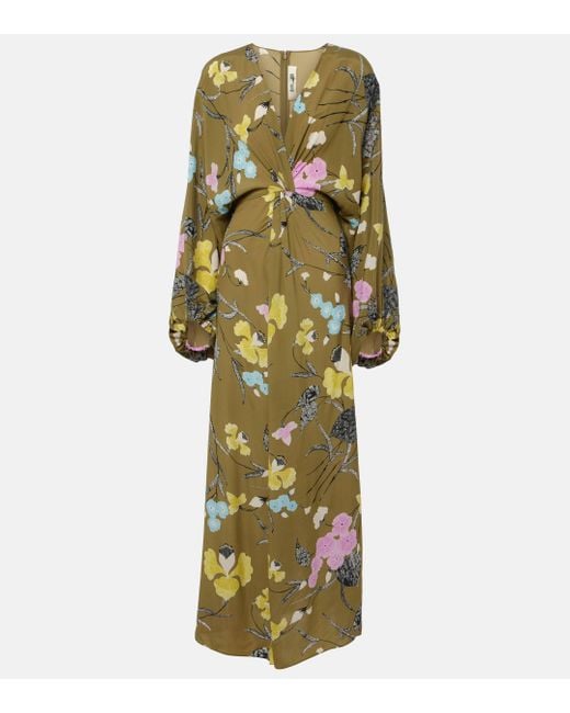 Diane von Furstenberg Green Kason Floral Maxi Dress