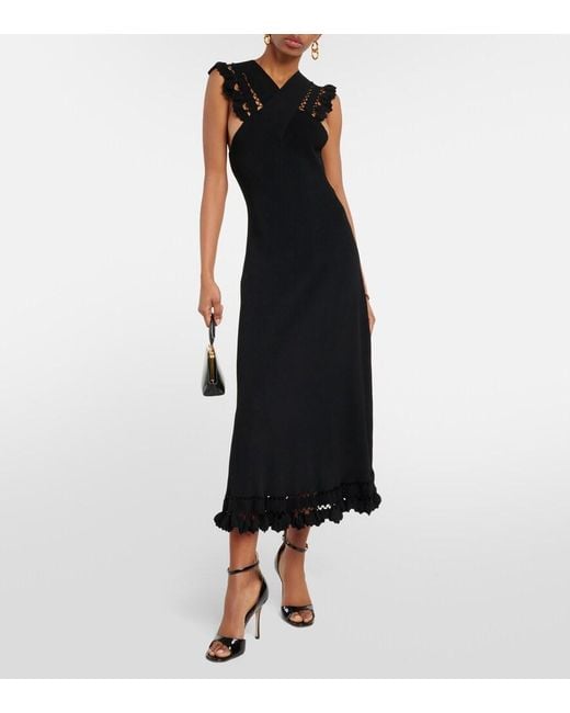 Ulla Johnson Black Fiora Ribbed-Knit Midi Dress