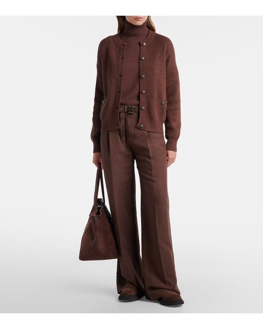 Brunello Cucinelli Brown Cashmere-Blend Cardigan