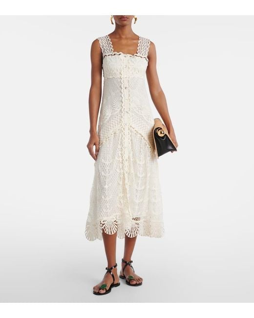 Farm Rio White Maxikleid Aus Guipure-Spitze