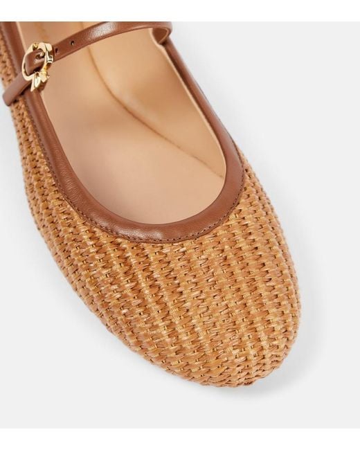 Gianvito Rossi Brown Carla Straw & Leather Flat