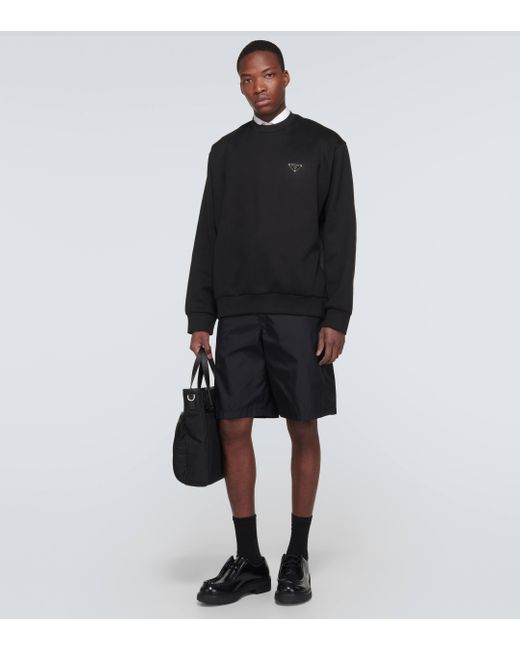 Prada Black Logo Cotton-blend Sweatshirt for men