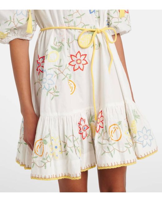 ALÉMAIS White Embroidered Cotton Minidress
