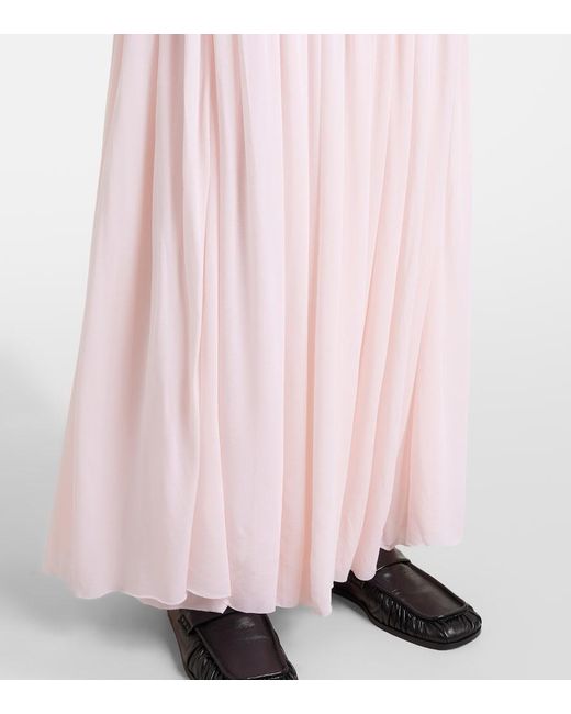 Jil Sander Pink Shirred Maxi Dress