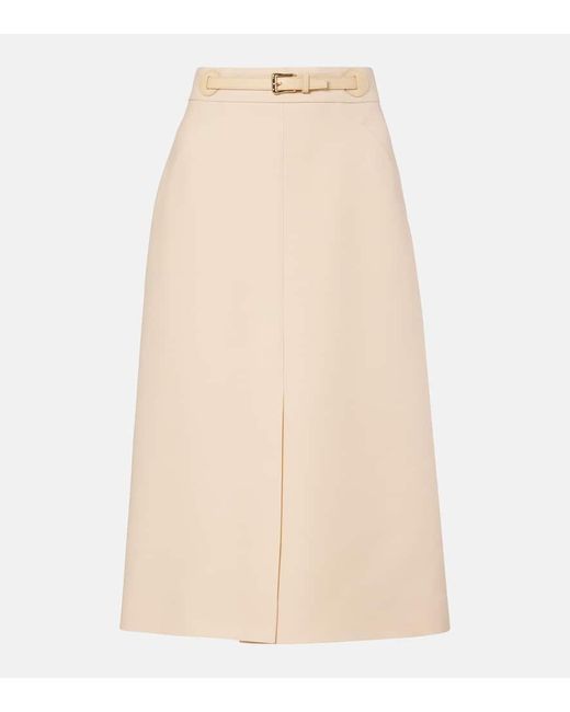 Falda Midi De Crepe Couture Valentino de color Natural