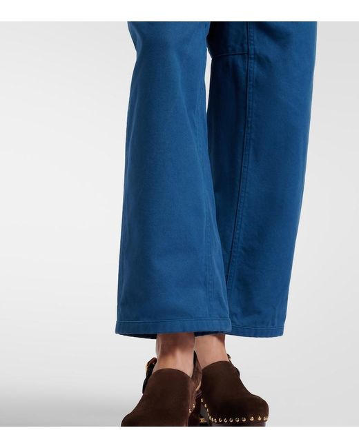 Chloé Blue Cropped Barrel-Leg Pants