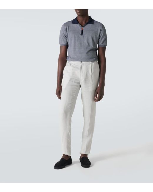 Pantalones rectos de lino Kiton de hombre de color Gray