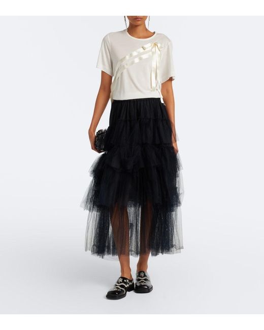 Simone Rocha Black Embroidered Leather Mules