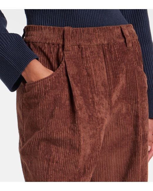 Brunello Cucinelli Brown Cotton Corduroy Wide-Leg Pants