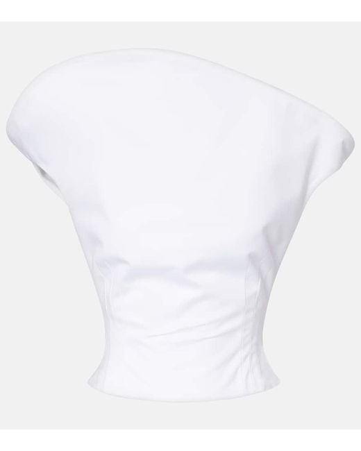Magda Butrym White Asymmetric Cotton Bustier Top